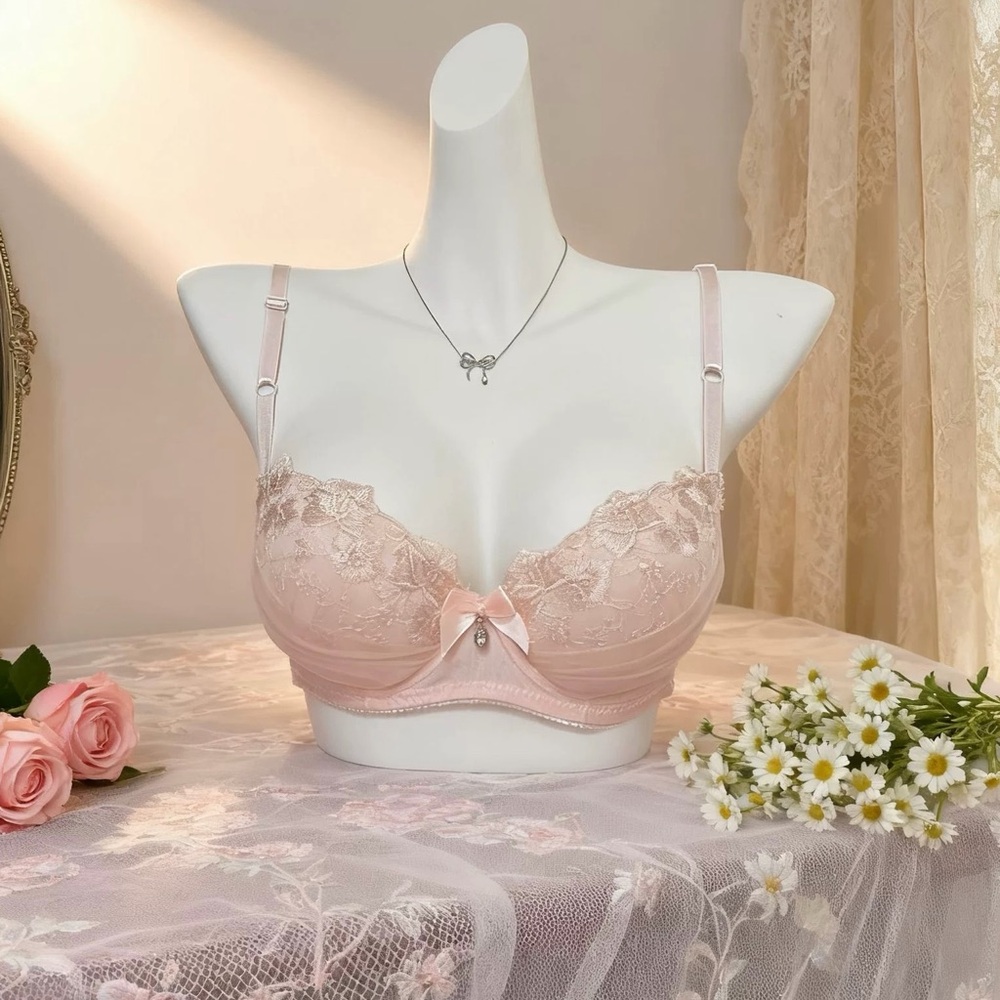5 bras for $46 US-32C/JP-D70 Japanese Embroidery Satin Bow Super Push Up Bra NWT